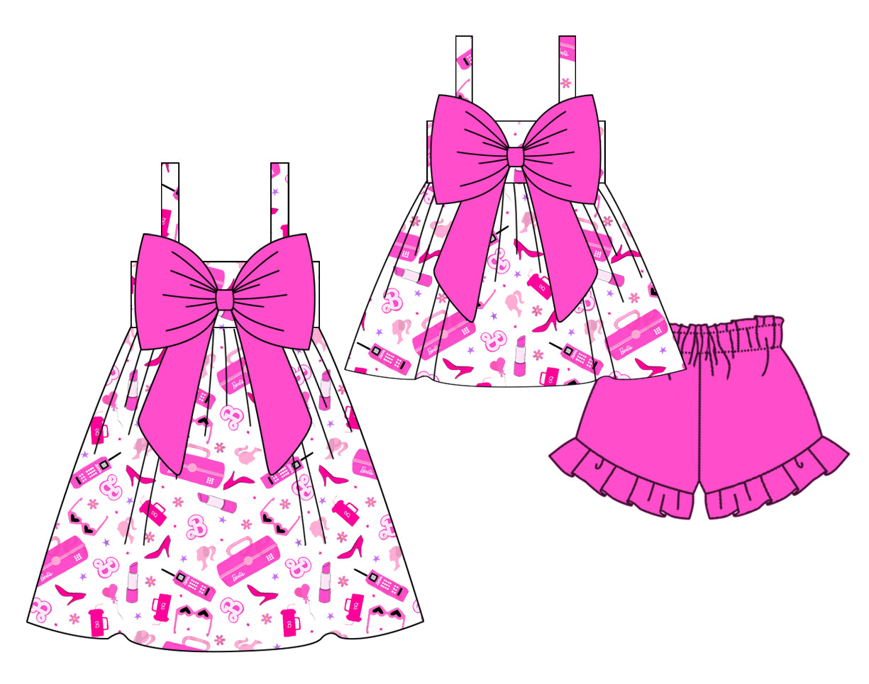 2.19 custom each style moq 5eta 4-6week Sibling Sister baby girl short sleeve shorts sets and dresses match design