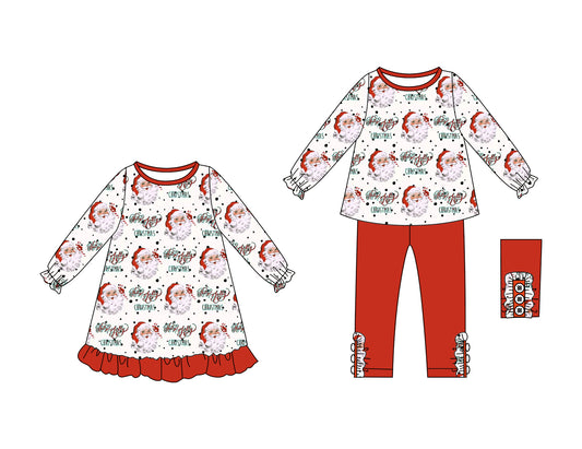 25.6.30 custom each style moq 5eta 4-6week Sibling Sisters Christmas baby girl long sleeve pants sets and dress match family design