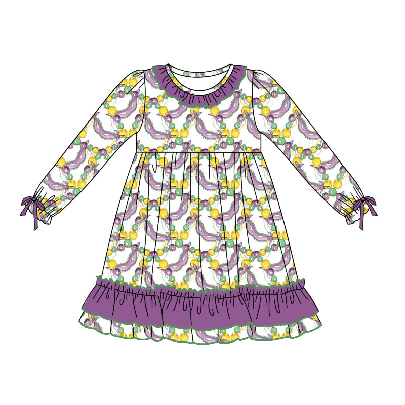 7.22 custom each style moq 5eta 4-6week Sibling Sister Mari gras baby girls sets and dress and rompers match family design