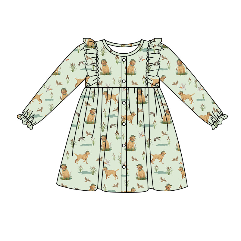 8.31 custom each style moq 5eta 4-6week baby girls clothes puppy long sleeve dress