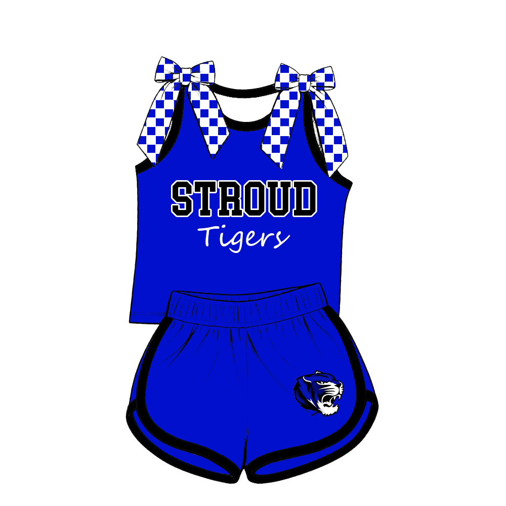 custom moq 5 mix size MSD070407 Baby Girls Bow Sleeveless Tank Top And Elastic Waist Shorts Set