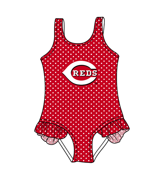 Custom moq 5 mix size milk silk summer teams Red Baby Girl Sleeveless Polka Dot Lace Onesie Swimsuit Cute Summer Beachwear for Little Girls