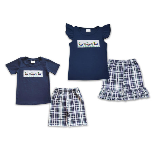 RTS NO MOQ Embroidery short-sleeved shorts suit & short-sleeved sets
