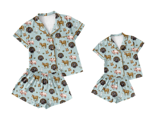 12.17 custom each style moq 5eta 4-6week Sibling Sister animal short sleeve shorts sets and adult sets match design