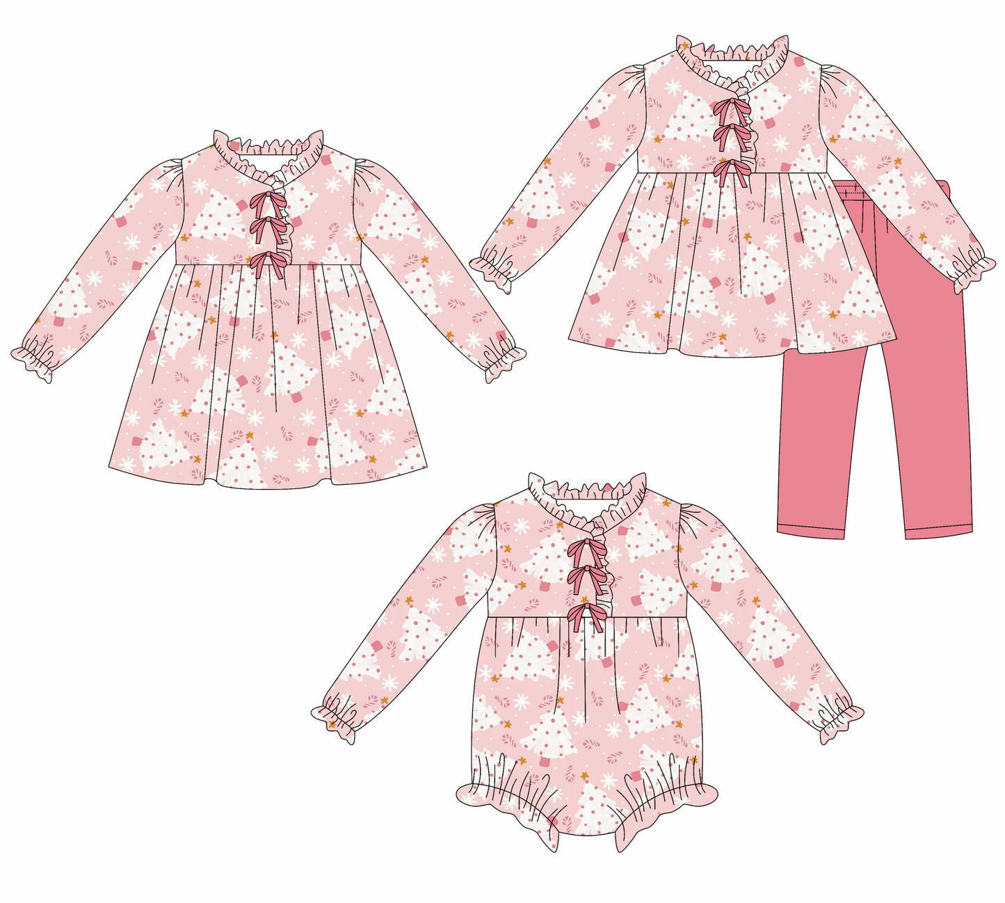 25.7.28 custom each style moq 5eta 4-6week Sibling Sisters Christmas baby girl long sleeve pants sets and dress and rompers match family design