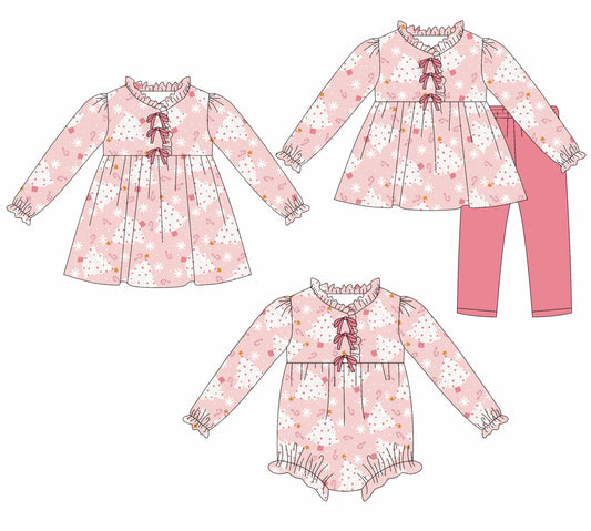 25.7.28 custom each style moq 5eta 4-6week Sibling Sisters Christmas baby girl long sleeve pants sets and dress and rompers match family design