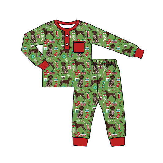 7.5 custom each style moq 5eta 4-6week Sibling Sister Christmas puppy green baby boys sets and rompers match family design