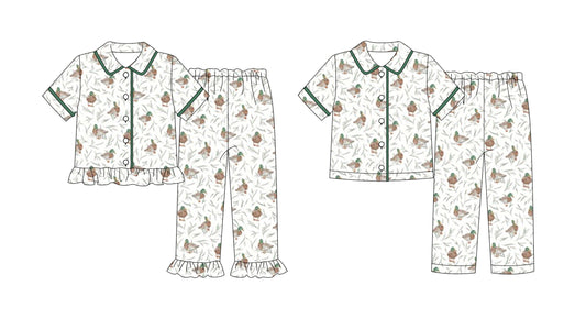 25.9.26 custom each style moq 8 eta 6-8week Sibling Sisters duck baby girl long sleeve pants sets 2 match family design