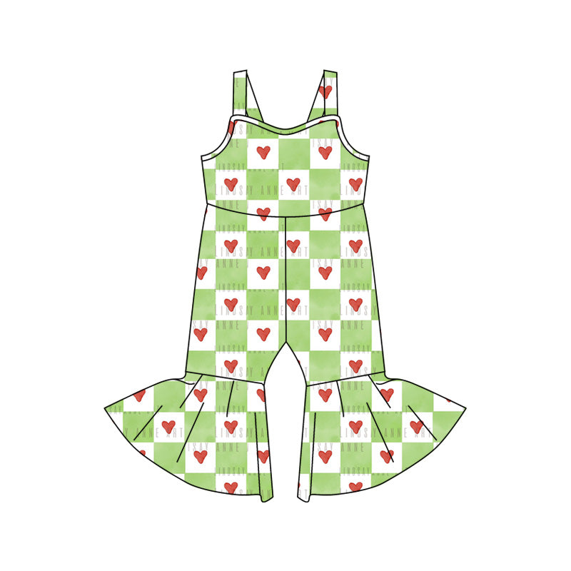 8.15 custom each style moq 5eta 4-6week baby girls clothes love light green suspender jumpsuit