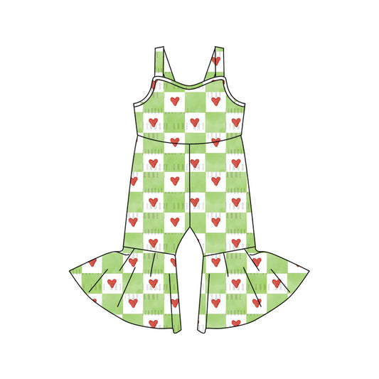 8.15 custom each style moq 5eta 4-6week baby girls clothes love light green suspender jumpsuit