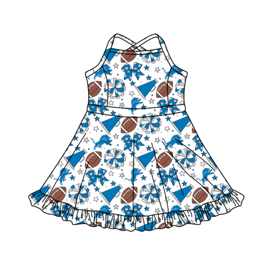 Custom moq 5 mix size milk silk summer teams Baby Girls Strap Stars Bows Yoga Ruffle Knee Length Dresses Activity Wear Cute Kids Clothing