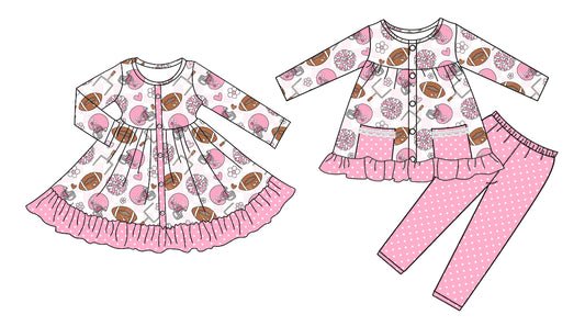 25.8.16 custom each style moq 5eta 4-6week Sibling Sisters rugby baby girl long sleeve pants sets and dress match family design