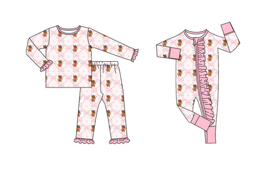 25.8.28 custom each style moq 5eta 4-6week Sibling Sisters bow baby girl clothes long sleeve pants sets and romper match family design