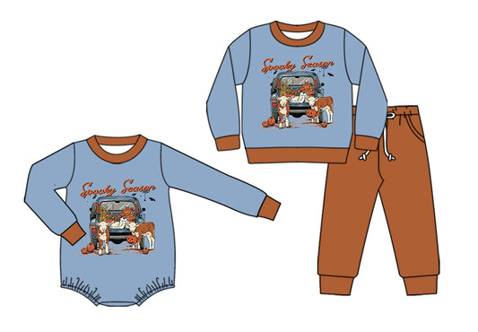 25.6.10 custom each style moq 5eta 4-6week Sibling Sisters halloween baby boy long sleeve pants sets and rompers match family design