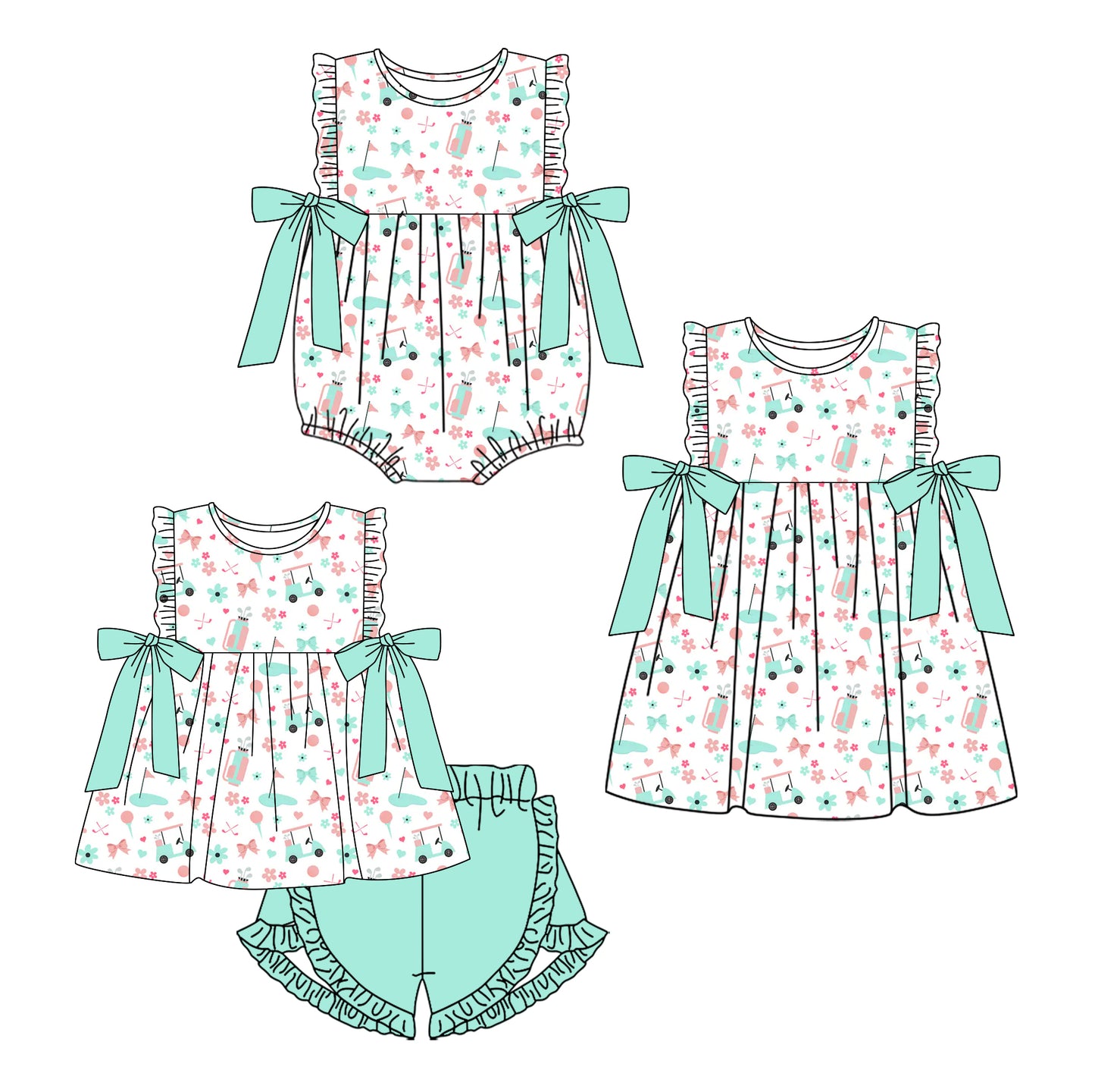 11.16 custom each style moq 5eta 4-6week Sibling Sister flroal bow baby girl short sleeve shorts sets and dress and rompers match family design