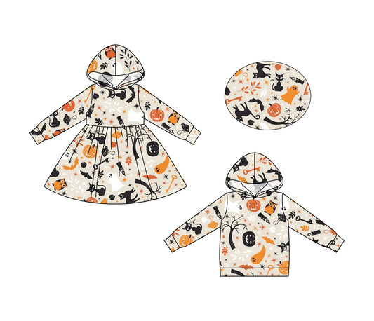 25.6.21 custom each style moq 5eta 4-6week Sibling Sisters Halloween baby girls long sleeve dress and top match family design