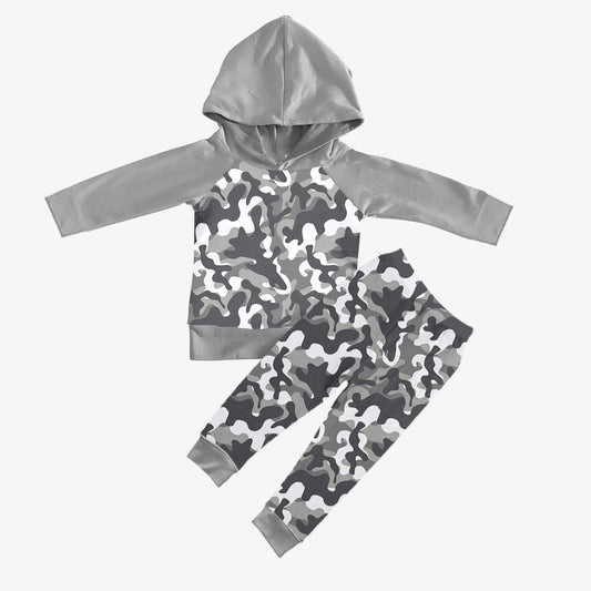 9.14 custom each style moq 5eta 4-6week baby boy clothes camouflage hooded long sleeve pants sets