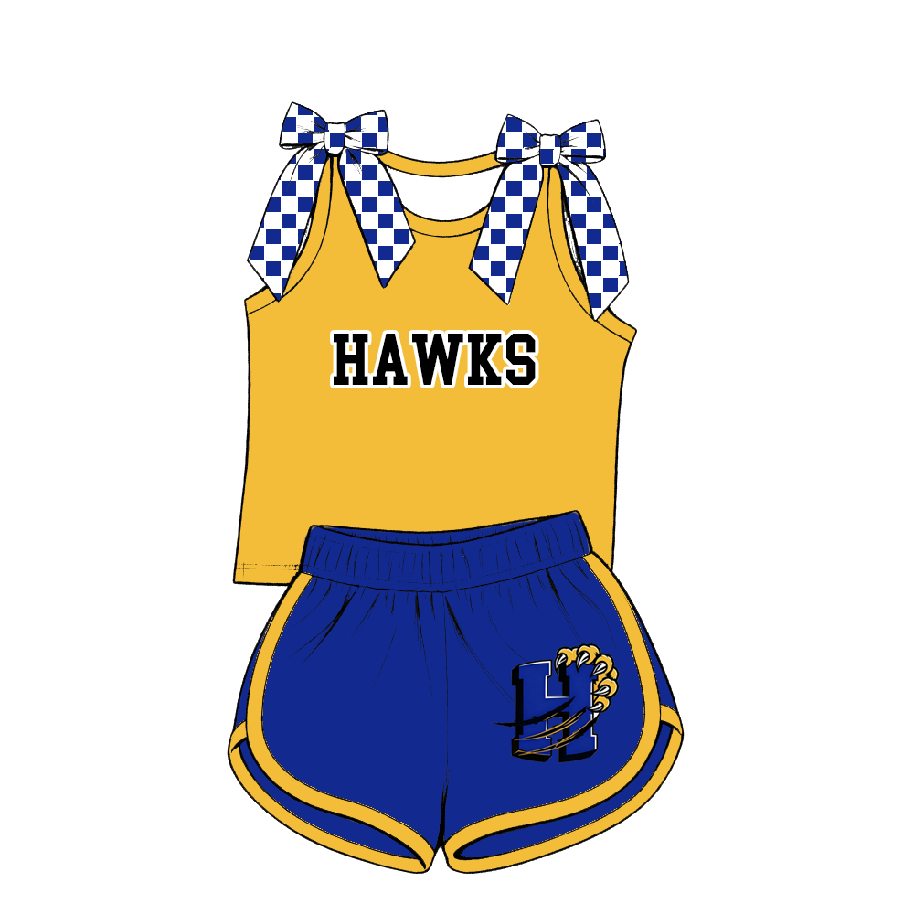 custom moq 5 mix size MSD070907 Baby Girls Bow Sleeveless Tank Top And Elastic Waist Shorts Casual Outfit