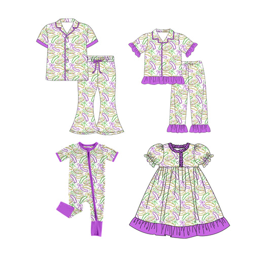 25.9.17 custom each style moq 8 eta 6-8week Sibling Sister bow baby short sleeve pants set and dress and romper and adult set match design