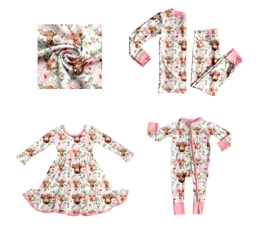 25.9.8 custom each style moq 5eta 4-6week Sibling Sisters alpine floral baby girl long sleeve pants sets and dress and rompers match family design