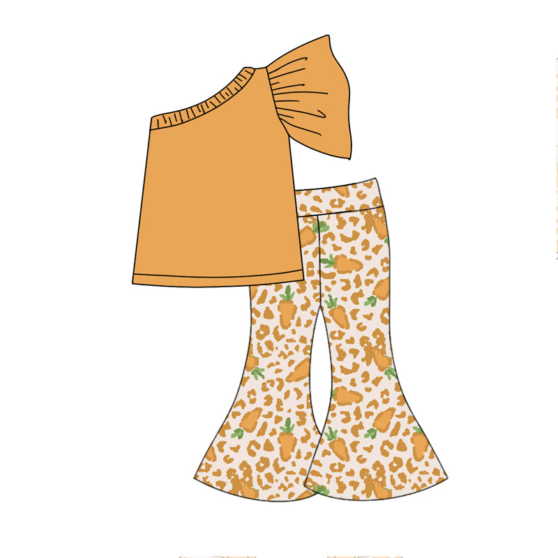 10.21 custom each style moq 5eta 4-6week Sibling Sister leopard easter carrot baby girl sets and dress match family design