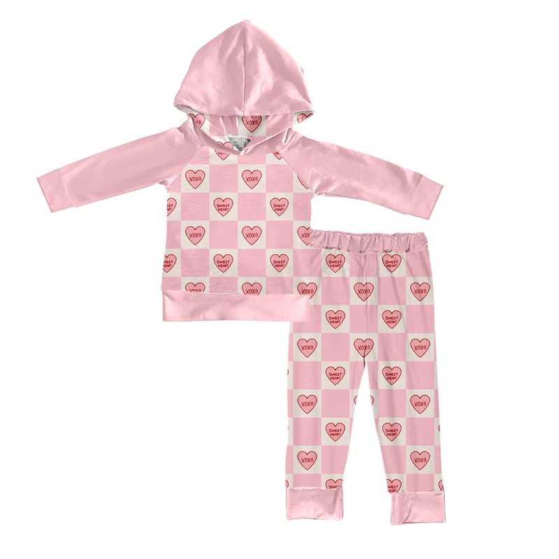 25.10.17 custom each style moq 5 eta 6-8week Sibling Sisters love baby girl hooded long sleeve pants sets 6 match family design