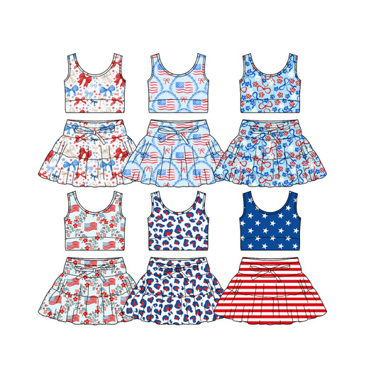 25.12.27 custom each style moq 5 eta 6-8week Sibling Sisters baby girl clothes sleeveless skirts sets 6 match family design