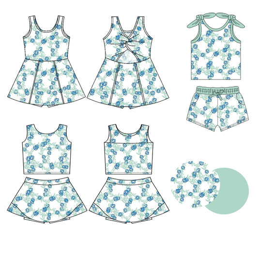 4.14 custom each style moq 5eta 4-6week Sibling Sister floral baby girls clothes Short sleeve shorts sets and yoga dress 1 and dress 2 match family design
