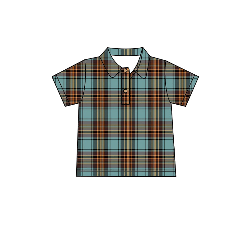 10.11 custom each style moq 5 eta 4-6week baby boys clothes plaid short sleeve top