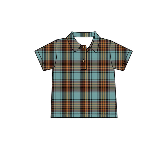 10.11 custom each style moq 5 eta 4-6week baby boys clothes plaid short sleeve top