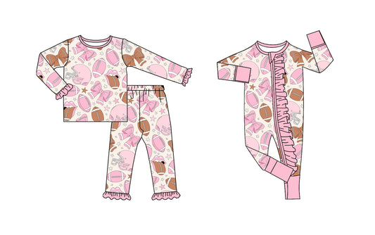 25.8.14 custom each style moq 5eta 4-6week Sibling Sister rugby bow baby girl long sleeve pants sets and rompers match family design