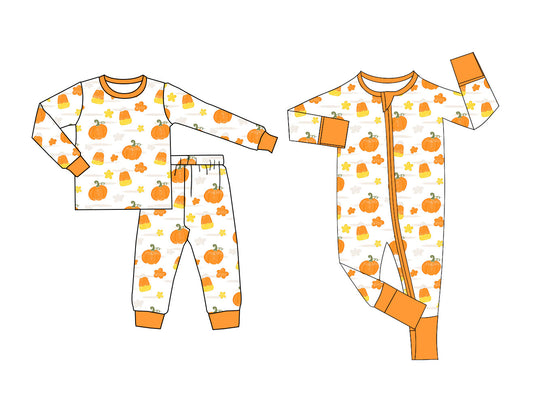 25.5.25 custom each style moq 5eta 4-6week Sibling Sisters pumpkin baby boy long sleeve pants sets and rompers match family design