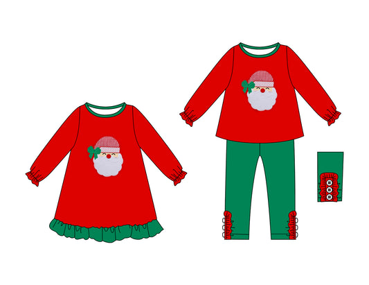 25.6.7 custom each style moq 5eta 4-6week Sibling Sisters Christmas red baby girl long sleeve pants sets and dress match family design
