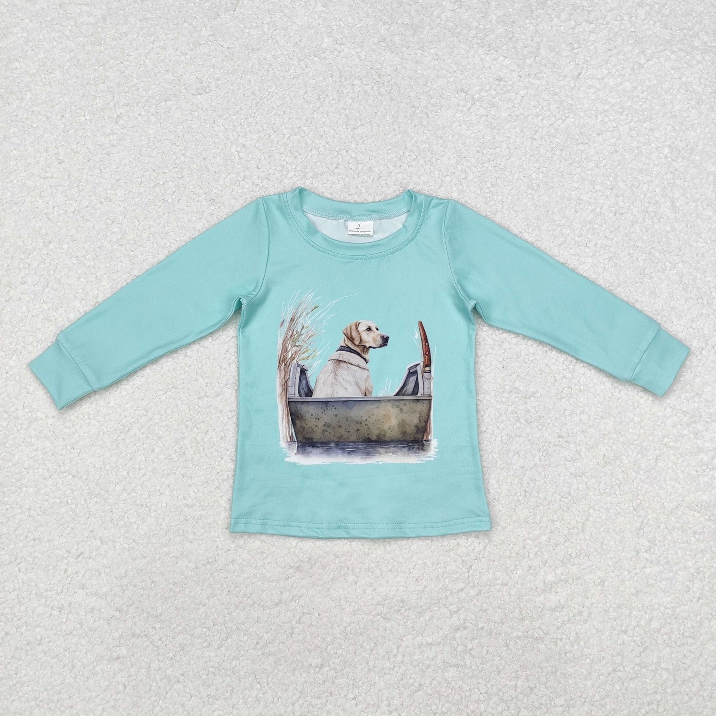 RTS NO MOQ（In Stock) Puppy shotgun blue green long sleeve top
