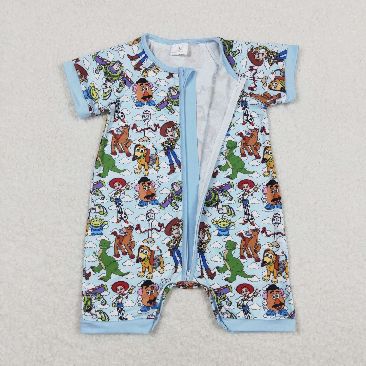 Cute Clothes SR1274 Baby Boys Bue Zip Short Sleeve Rompers