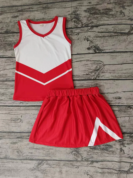 Custom moq 5 each style eta 6-7weeks baby girl clothes team red sleeveless skirts sets-25.8.6