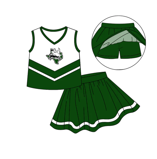 Custom moq 5 each style eta 6-7weeks baby girl clothes team green sleeveless skirts sets-25.8.6