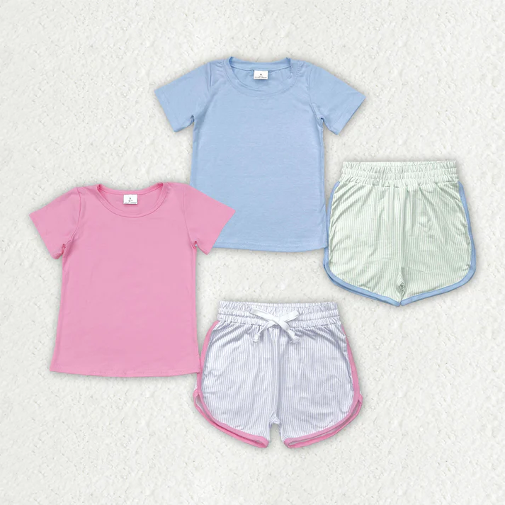 RTS NO MOQ boys and girls matching short sleeve shorts set