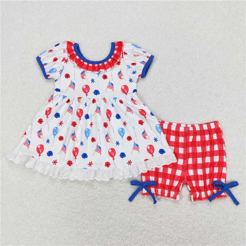 RTS NO MOQ Girls Boys 4th of july Clothes Sets and romper