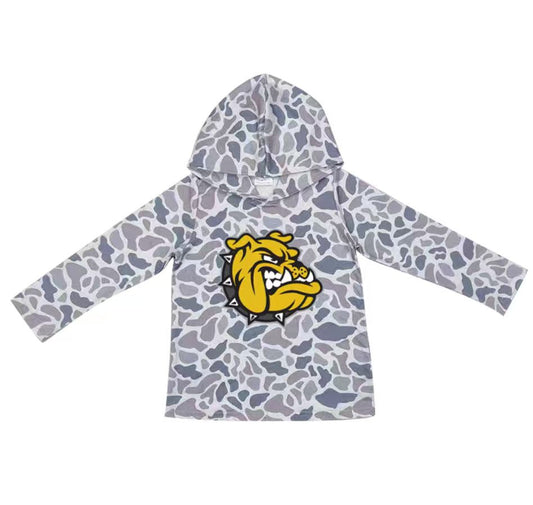 Custom moq 5 mix size milk silk summer team baby girls and boys clothes camouflage hooded long sleeve top-25.10.22
