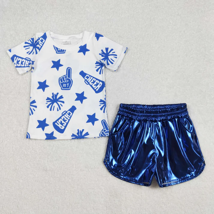 RTS NO MOQ Sibling Baby Girls Boys cheers short sleeve Clothes Sets