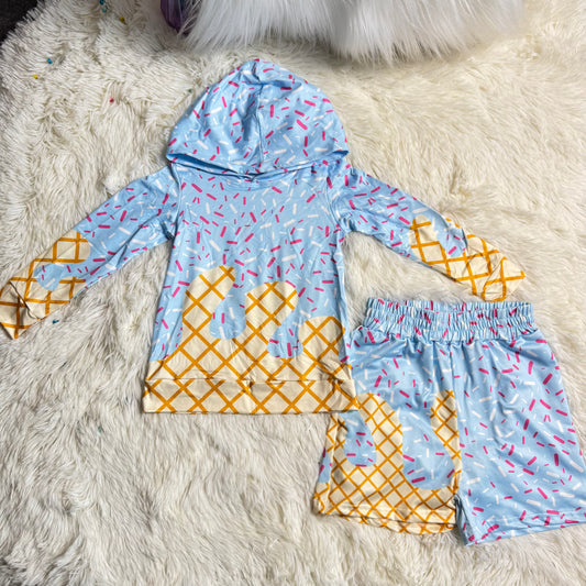 RTS NO MOQ（In Stock) baby boy clothes team hooded long sleeved shorts set