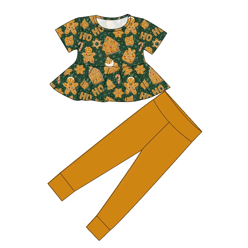 Custom moq 5 mix size milk silk summer baby girl clothes Christmas short sleeve pants sets-25.8.15
