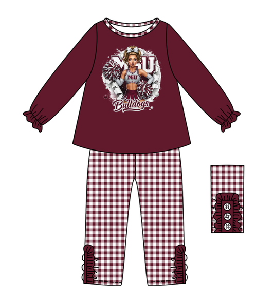 Custom moq 5 mix size milk silk summer teams baby girl clothes brick red long sleeve pants sets-25.9.13