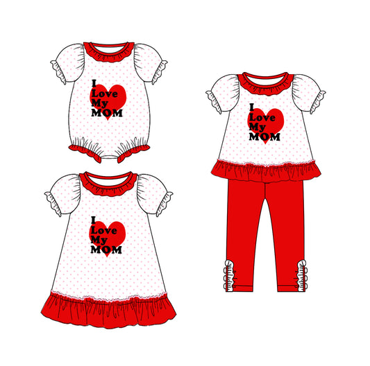 25.9.12 custom each style moq 5eta 6-8week Sibling Sisters love baby girl short sleeve pants sets and dress and rompers match family design