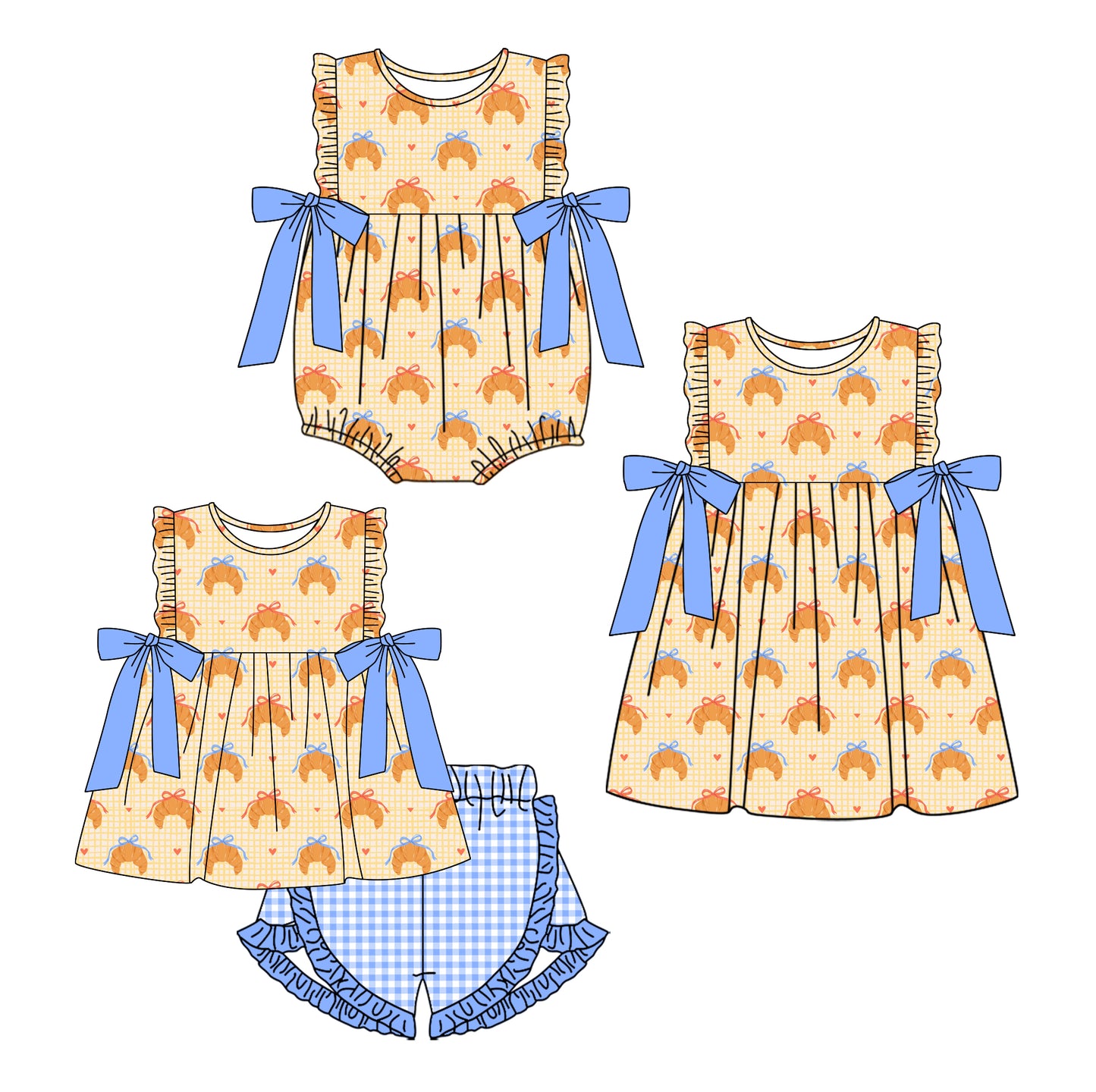 11.16 custom each style moq 5eta 4-6week Sibling Sister baby girl short sleeve shorts sets and dress and rompers match family design