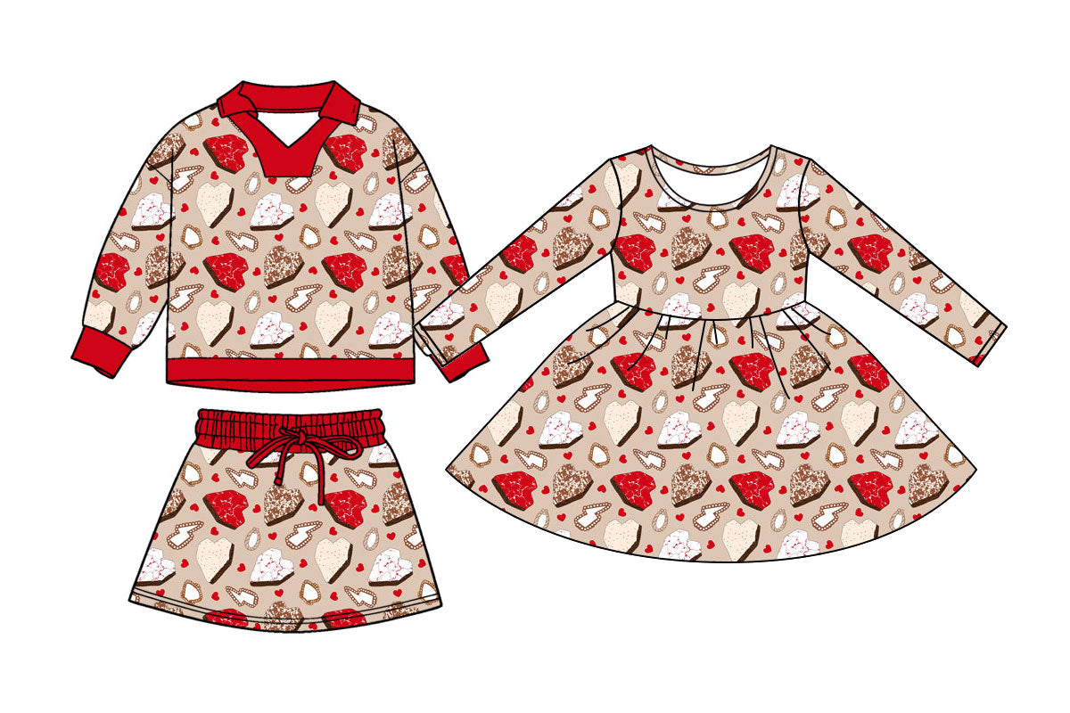 25.11.20 custom each style moq 5 eta 6-8week Sibling Sister love baby girl long sleeve skirts sets and dress match design