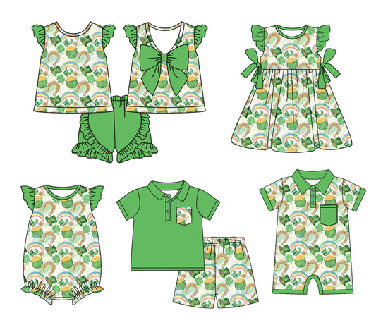 12.3 custom each style moq 5eta 4-6week Sibling Sister baby girl short sleeve shorts sets and sets 2 and girls romper and boy romper and dress match design