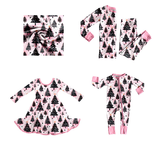 25.8.20 custom each style moq 5eta 4-6week Sibling Sisters Christmas tree baby girl long sleeve pants sets and dress and rompers match family design