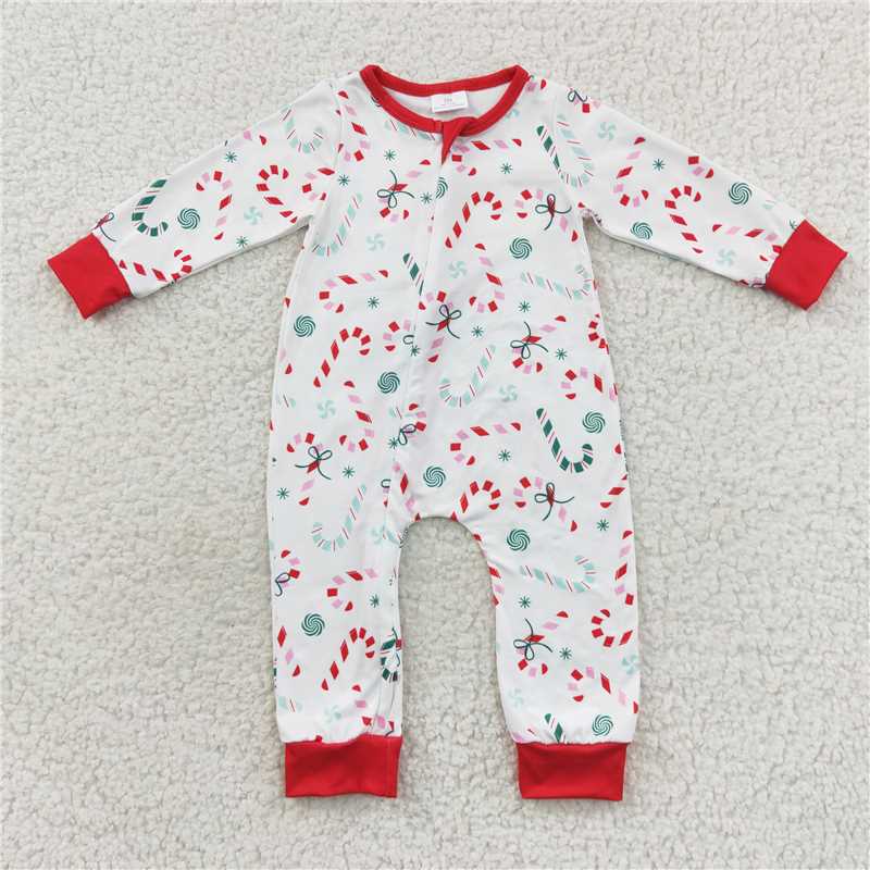 Baby boys girls Christmas style candy cane print white Family Series Siblings Set